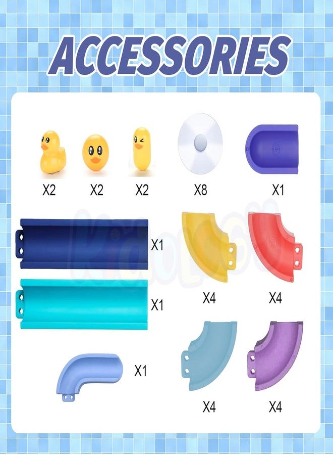 Kidology Small Duck Slide Track Bath Toys for Toddlers - DIY Baby Shower Bathtub Fun Toy, Yellow Ducks Slide Set, Interactive Water Play for Kids, Birthday Gift for Boys & Girls (34 Pcs Set) - Image 2